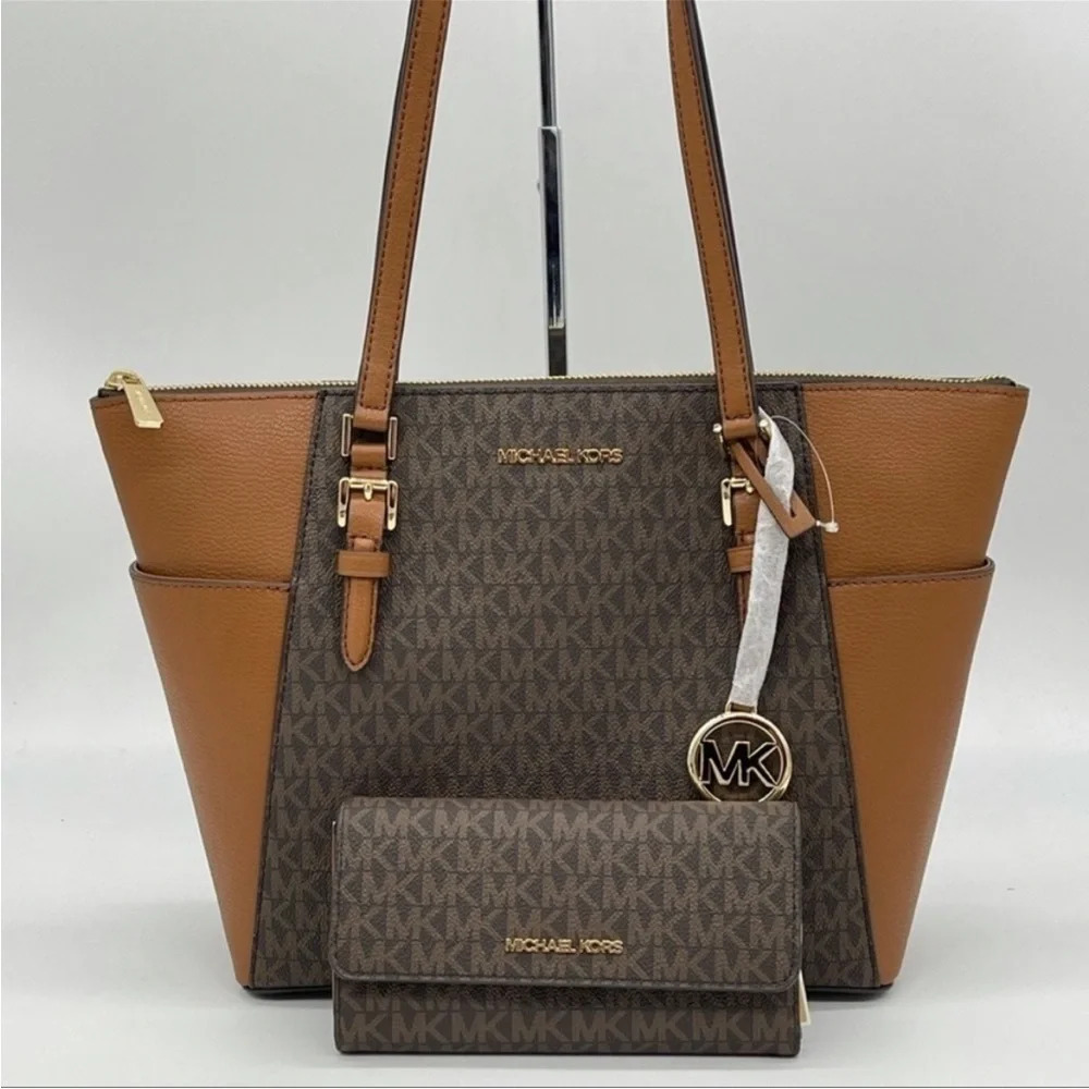 Michael Kors Large Charlotte Tote Bag & Trifold Wallet | BUNDLE DEAL